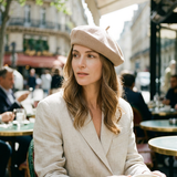 Linen Knit Beret Hat for Women Lightweight Breathable Summer Artist Cap
