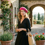 Linen Knit Beret Hat for Women Lightweight Breathable Summer Artist Cap