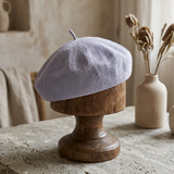 Linen Knit Beret Hat for Women Lightweight Breathable Summer Artist Cap