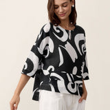 Linen Layered Asymmetric Top NOREEN