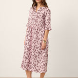 Vestido Maxi em Linho com Folhos e Punhos Franzidos MAELYN