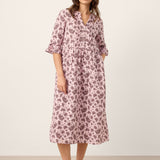 Vestido Maxi em Linho com Folhos e Punhos Franzidos MAELYN