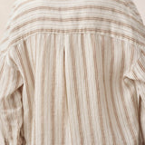 Camisa KENNEDY de Linho com Riscas e Ombros Descaídos
