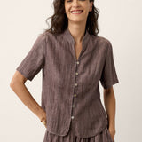 Casaco-Camisa de Gola Alta Texturizado Lyocell PHILIPPA