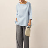 Linen White Boat Neck Oversized Top AVA