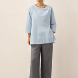 Linen White Boat Neck Oversized Top AVA