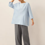 Linen White Boat Neck Oversized Top AVA