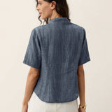 Casaco-Camisa de Gola Alta Texturizado Lyocell PHILIPPA