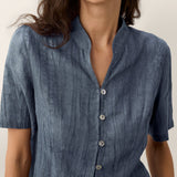 Casaco-Camisa de Gola Alta Texturizado Lyocell PHILIPPA
