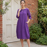 Vestido Midi SOFIA 100% Linho sem Gola