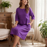 Vestido Midi Evasé em Linho 100% VALENCIA
