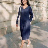 Vestido Midi DIANA de Linho com Pormenor de Aba na Cintura Franzida