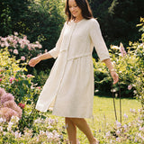 Vestido Midi Plissado Assimétrico Frontal Deconstructed em Linho-Liocel EULALIE