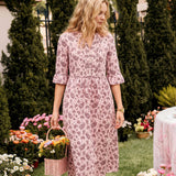 Vestido Maxi em Linho com Folhos e Punhos Franzidos MAELYN