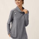 Camisola Elástica de Gola Alta com Botões Lenzing Modal® ZARIA