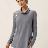 Camisola Elástica de Gola Alta com Botões Lenzing Modal® ZARIA