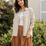Camisa FELICITY em Linho 100% com Carcela Oculta e Bolso Aplicado