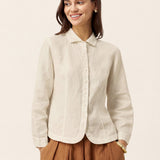 Camisa AVELINE 100% Linho com Gola Pequena e Bainha Curva