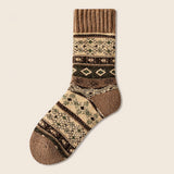 Meias de lã grossas jacquard retro pelo joelho