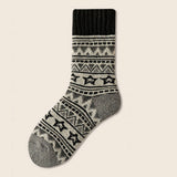 Meias de lã grossas jacquard retro pelo joelho