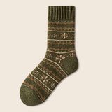 Meias de lã grossas jacquard retro pelo joelho