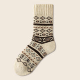 Meias de lã grossas jacquard retro pelo joelho