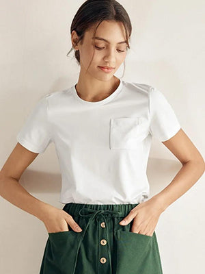 T-shirt Básica Clássica de Bambu em Malha Elástica BELLE