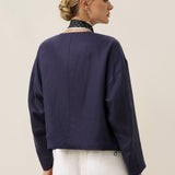 Casaco Casual Reversível de Linho Tencel com Gola Redonda CHLOE