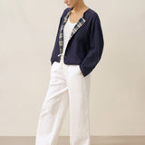 Casaco Casual Reversível de Linho Tencel com Gola Redonda CHLOE
