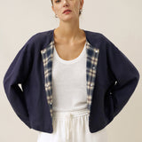 Casaco Casual Reversível de Linho Tencel com Gola Redonda CHLOE