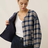 Casaco Casual Reversível de Linho Tencel com Gola Redonda CHLOE