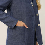 Casaco Tencel Linho Textura Ganga Reversível Decote em V ELLIE