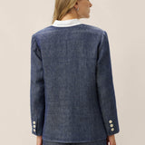 Casaco Tencel Linho Textura Ganga Reversível Decote em V ELLIE