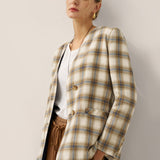 Casaco Tencel Linho Textura Ganga Reversível Decote em V ELLIE