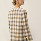 Casaco Tencel Linho Textura Ganga Reversível Decote em V ELLIE