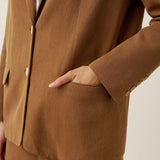 Blazer CASSIDY com Corte Adaptado em Linho Tencel