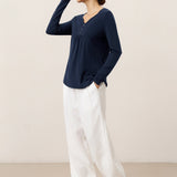 Blusa Elástica de Bambu Viscose com Pregas e Acabamentos ZINNIA