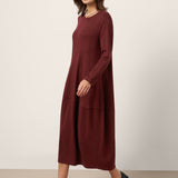 Vestido Midi Assimétrico Cocoon em Lã e Algodão AVERIE