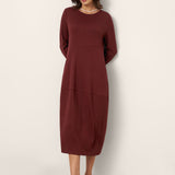Vestido Midi Assimétrico Cocoon em Lã e Algodão AVERIE