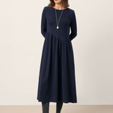Vestido Maxi CALLIE de Lã com Corte Curvo Assimétrico