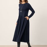 Vestido Maxi CALLIE de Lã com Corte Curvo Assimétrico