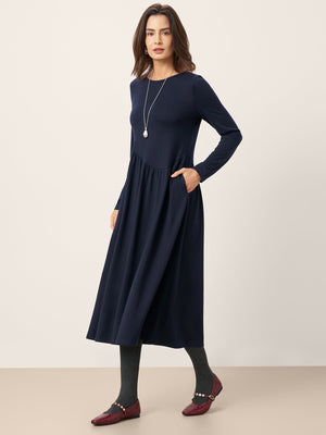 Vestido Maxi CALLIE de Lã com Corte Curvo Assimétrico