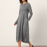 Vestido Midi FARRAH Curvado na Cintura em Lã Casulo