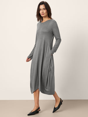 Vestido Midi FARRAH Curvado na Cintura em Lã Casulo