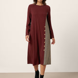 Vestido Midi de Lã Xadrez com Painel ALIA