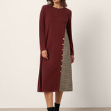 Vestido Midi de Lã Xadrez com Painel ALIA