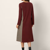 Vestido Midi de Lã Xadrez com Painel ALIA