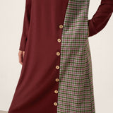 Vestido Midi de Lã Xadrez com Painel ALIA