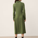 Vestido Maxi de Gola Alta com Pregas Esculpidas em Lã BRIAR