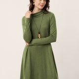 Vestido Maxi de Gola Alta com Pregas Esculpidas em Lã BRIAR
